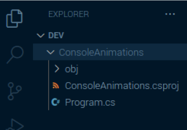new console app files created